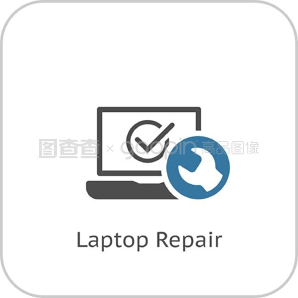 笔记本电脑修理图标的平面设计与计算机设备维修